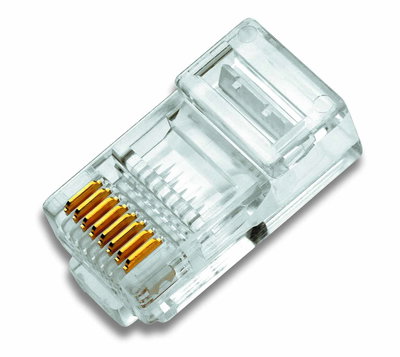Modularstecker RJ45 8/8, ungeschirmt für massive Leiter, Flach- und Rundkabel