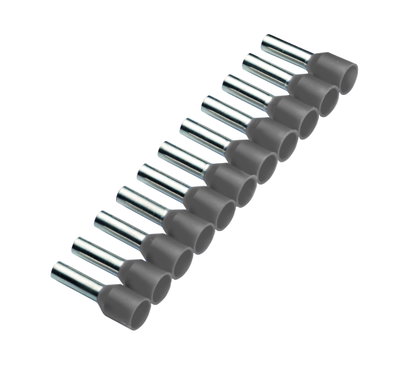 Isolierte Aderendhülse, Bandware, Stift-/Gesamtlänge 8/14mm, 0,75 mm³, Kennfarbe grau