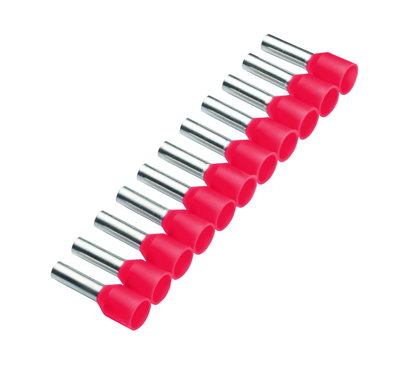 Isolierte Aderendhülse, Bandware, Stift-/Gesamtlänge 8/14mm, 1 mm³, Kennfarbe rot