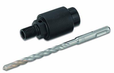 Aufnahmeschaft zu Trocken-Bohrmaschinen, Stahlausführung, mit Werkzeugaufnahme 5/8”, inklusive Zentrierbohrer zylindrisch 5/8 / M 16