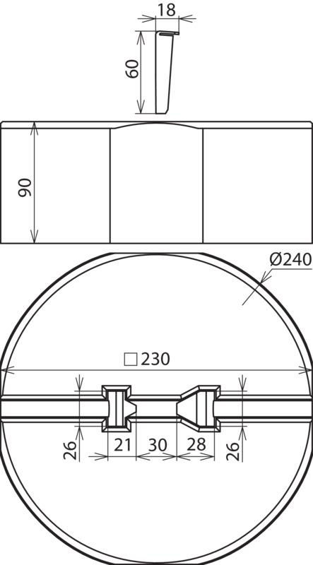 Betonsockel C45/55 8,5kg m. Keiltechnik D 240mm H 90mm Fangstangen D10/16mm-SET- – Bild 2 von 2