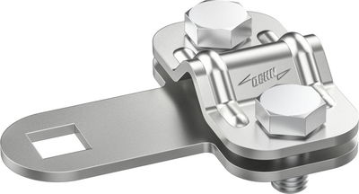 Klemmstück NIRO mit Vierkantloch 11x11mm für Fl 30mm und Rd 8-10mm