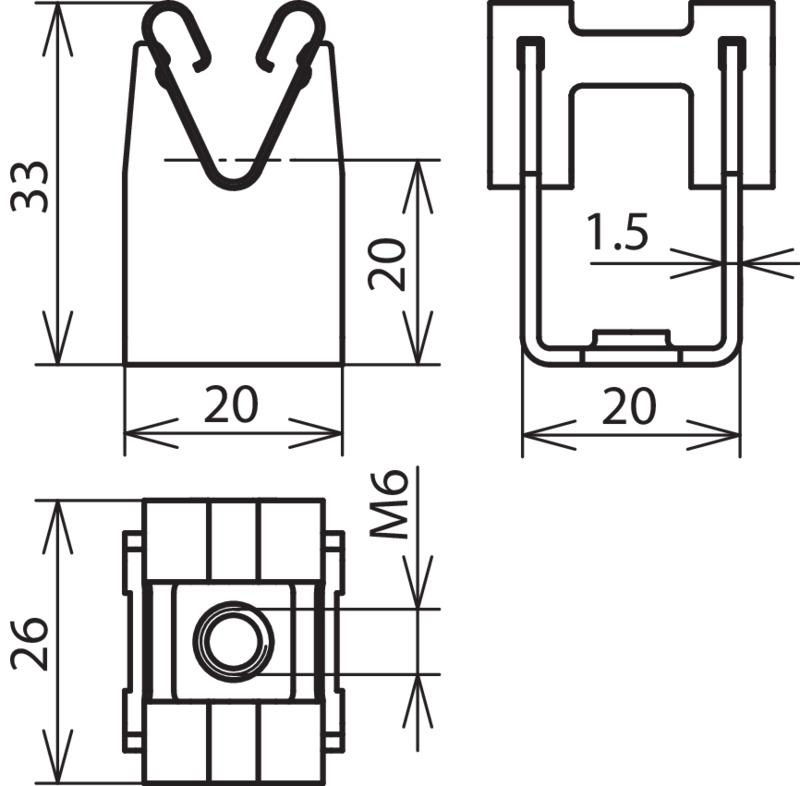 Leitungshalter DEHNgrip NIRO f. Rd 8mm H 20mm m. Befestigungsgewinde M6 – Bild 2 von 2