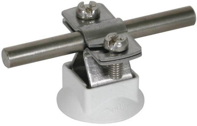 Leitungshalter NIRO f. Rd 8-10mm m. Kunststoffsockel grau