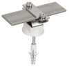 Leitungshalter NIRO f. Fl 30mm/Rd 6-10mm m. Holzschraube u. K-Duebel D 8mm