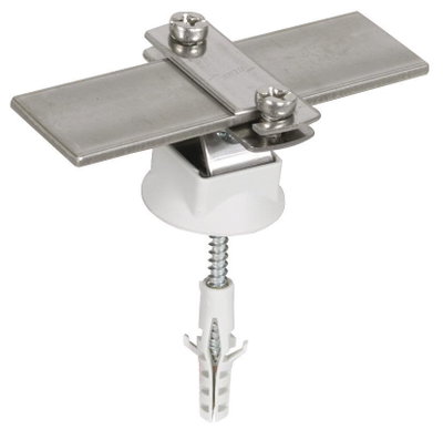 Leitungshalter NIRO f. Fl 30mm/Rd 6-10mm m. Holzschraube u. K-Duebel D 8mm