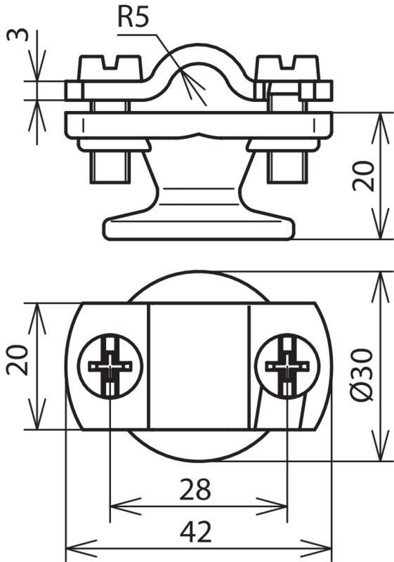 Leitungshalter m. Abdeckbund ZG f. Rd 7-10mm St/tZn m. Innengewinde M8 – Bild 2 von 2