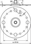 Befestigungsplatte D 100mm St/tZn m. Gewindebolzen M8 m. 4 Bef.-Bohrungen