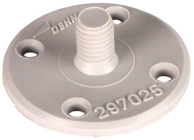 Befestigungsplatte D 40mm Kunststoff m. Gewindebolzen M8 m. 4 Bef.-Bohrungen