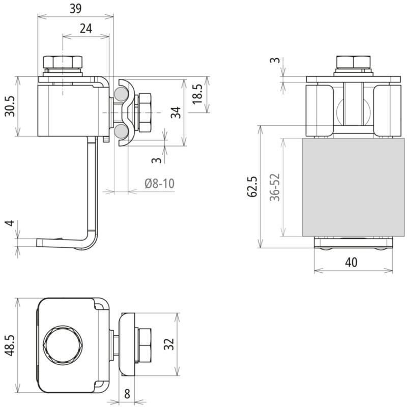 Anschlussklemme mit Klinge St/tZn f. Profile 36-50mm m. Doppelueberleger – Bild 2 von 2