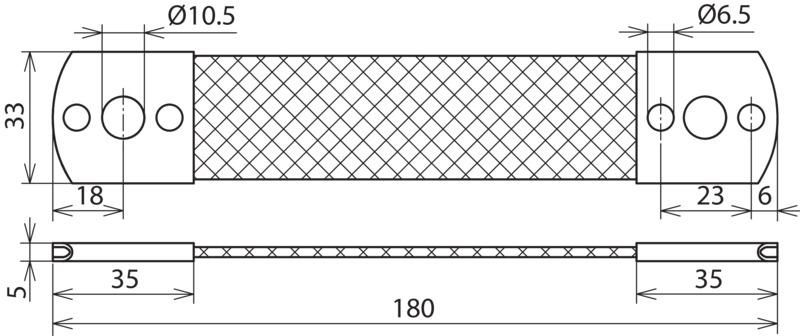 Ueberbrueckungsband Al 50mm*2  L 180mm m. Bef.-Bohrungen 1x10,5  2x6,5mm – Bild 2 von 2