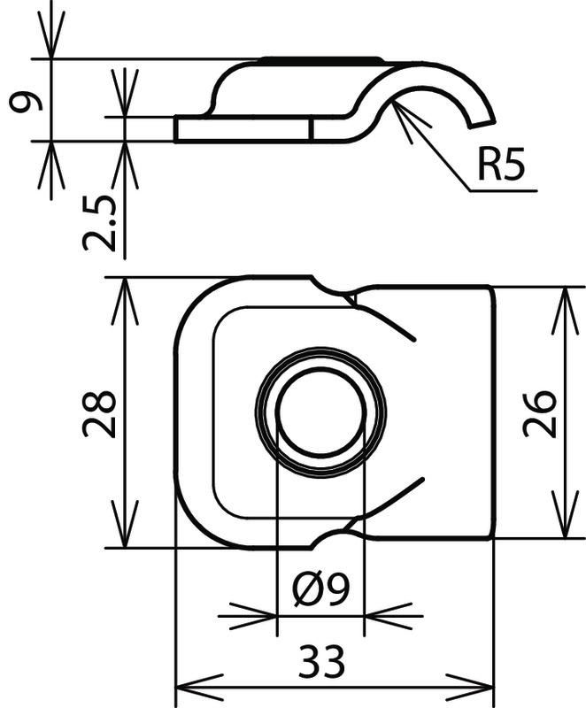 Klemmbock Rd 6-10mm St/tZn m. Bohrung D 9mm – Bild 2 von 2