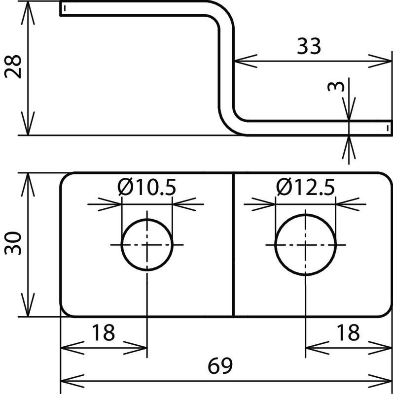 Endstueck Z-Form m.je 1 Bohrung D 10,5mm u. D 12,5mm NIRO – Bild 2 von 2