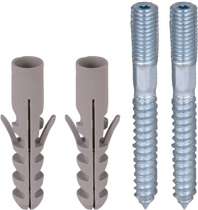 Befestigungsset 2 Stockschrauben L80mm m. Innensechsrund T25 u. 2 K-Duebel D12mm