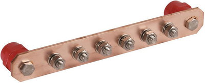 PA-Schiene o. Abdeckung CU m. Schrauben M10 f. 6 Anschluesse