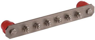 PA-Schiene o. Abdeckung NIRO m. Schrauben M10 f. 6 Anschluesse