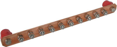 PA-Schiene o. Abdeckung CU m. Schrauben M10 f. 10 Anschluesse