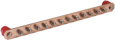 PA-Schiene o. Abdeckung Cu m. Schrauben M10 f. 12 Anschluesse
