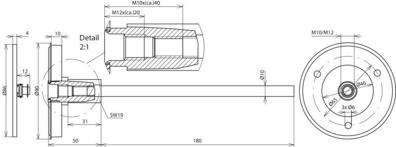 Erdungsfestpunkt Typ K M10/M12 NIRO(V4A) mit Anschlussachse St/tZn – Bild 2 von 2