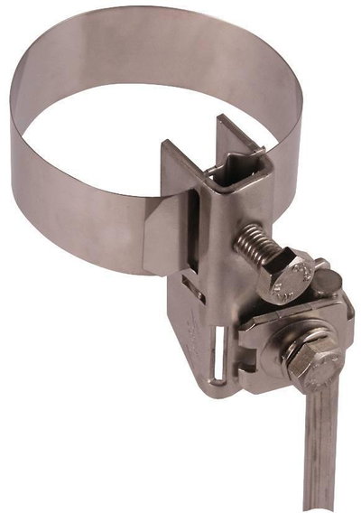 Antennen-Bandrohrschelle D 16-89mm NIRO m. Anschluss f. Rd 6-8/10 od. 4-50mm*2