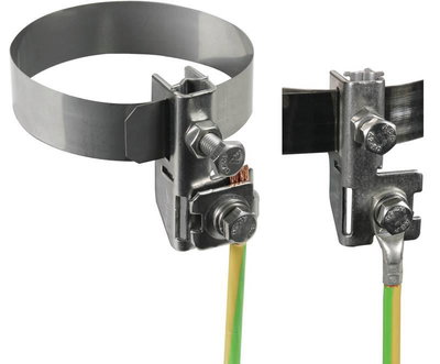 Bandrohrschelle GSG D 27-89mm NIRO m. Anschluss f. Rd 6-8/10 od. 4-50mm*2