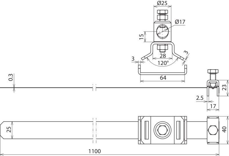 Bandrohrschelle NIRO f. Fangstangen D 16mm f. 4-Kant-Profile min. 40mm – Bild 2 von 2