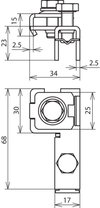 Spannkopf f. Endlos-Spannband 25x0,3mm m. Anschluss f. Rd 6-8/10 od. 4-50mm*2
