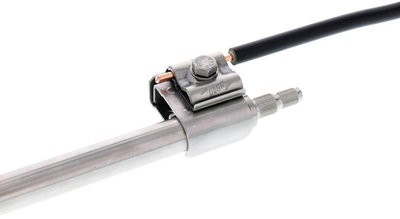 Anschlussklemme NIRO (V4A) f. Tiefenerder D 20-25 mm m. Doppelueberleger f. Rd 8-10 mm