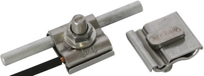 UNI-Erdungsklemme NIRO f. Rd 8-10mm u. Leiter 4-50mm*2 m. Schraube M10 u. Mutter