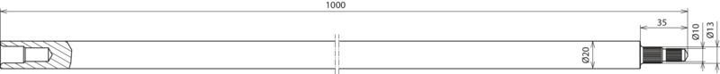 Tiefenerder D 20mm L 1000mm NIRO (V4A) Typ AZ m. abgesetztem Raendelzapfen – Bild 2 von 2