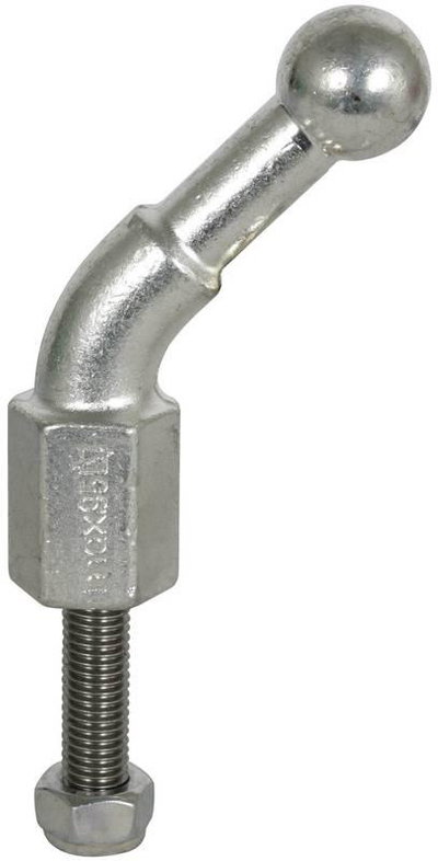 Kugelfestpunkt D 25mm  45o abgewinkelt m. Gewindebolzen u. Mutter M16x45mm