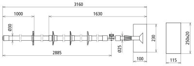 Isolierstangenset bis 7,5kV DC 25kV AC m. Reinigungskopf L 3160mm