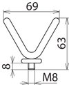 Gabelelektrode B 69mm mit Gewindebolzen M8 fuer PHE/PHV