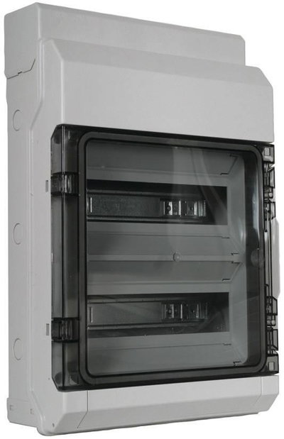 Isolierstoffgehaeuse Aufputz IP54 f.Reiheneinbaugeraete 24 Teilungseinheit.
