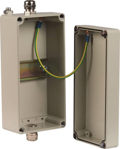 Aluminiumgehaeuse Aufputz IP65 mit Hutschiene B 100 H200 T 81mm