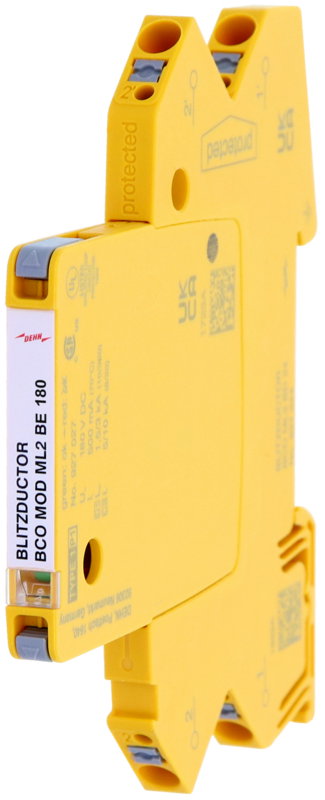 Modularer Kombi-Ableiter fuer 2 Einzeladern BLITZDUCTORconnect mit Statusanzeige