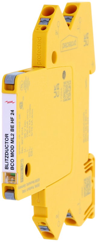 Modularer Kombi-Ableiter fuer 2 Einzeladern BLITZDUCTORconnect mit Statusanzeige