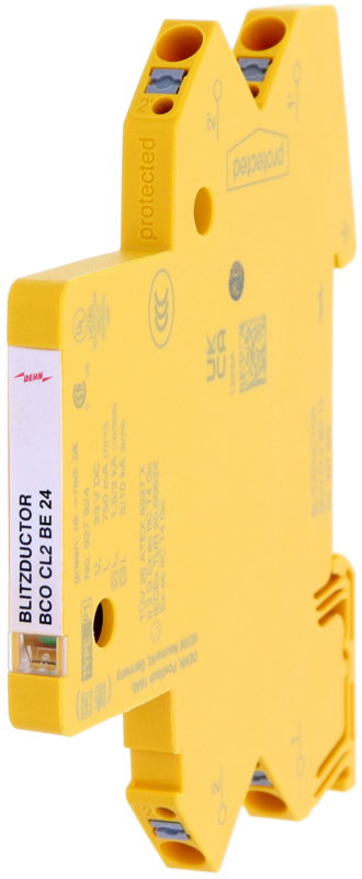 Kompakter Kombi-Ableiter fuer 2 Einzeladern BLITZDUCTORconnect mit Defektanzeige