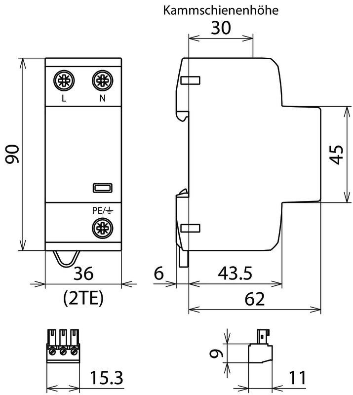 Anwendungsopt. Kombi-Ableiter DEHNshield B Typ 1+2 fuer einphasige TN-Systeme – Bild 2 von 2