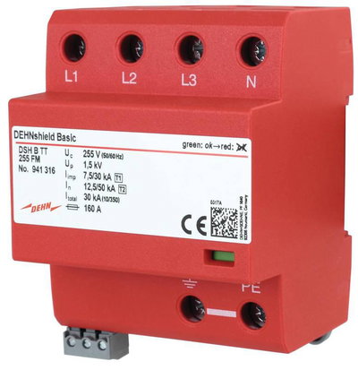 Anwendungsopt. Kombi-Ableiter DEHNshield B Typ1+2 f.dreiphasige TT-und TN-S-Systeme