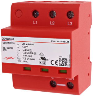 Anwendungsopt. Kombi-Ableiter DEHNshield Typ 1+2 für dreiphasige TN-C-Systeme