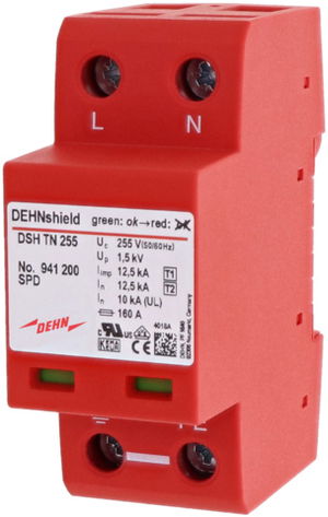 Anwendungsopt. Kombi-Ableiter DEHNshield Typ 1+2 für einphasige TN-Systeme