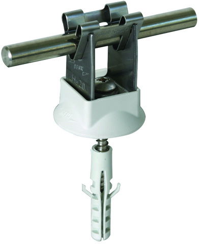 Leitungshalter DEHNgrip NIRO f. Rd 8mm H 20mm m. Dübel 8x40mm u. Holzschraube
