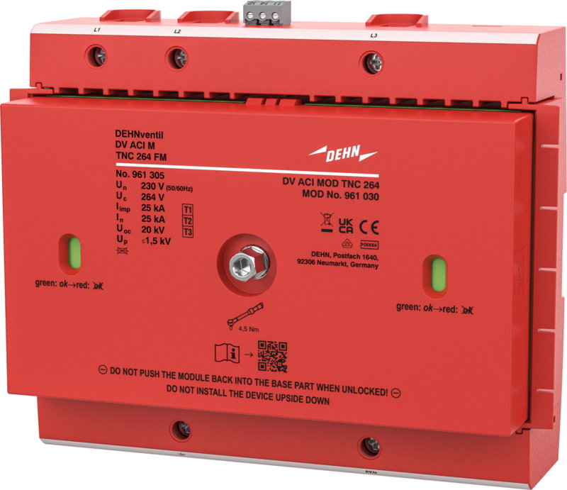 Kombi-Ableiter Typ 1+2+3 DEHNventil ACI dreipolig fuer TN-C-Systeme mit FM