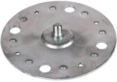 Befestigungsplatte D 100mm St/tZn m. Gewindebolzen M8 m. 4 Bef.-Bohrungen