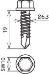 Bohrschraube mit 6-kant-Kopf DIN 7504  6,3x19mm NIRO