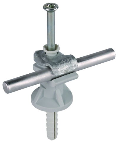 Leitungshalter DEHNfix St/tZn-K-grau f. Rd 6-10mm H 30mm m. Schlagdübel 8x45