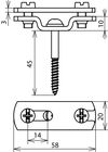 Flachbandhalter f. Fl 30mm  St/tZn m. Holzschraube 5x50mm