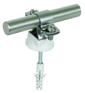 Stangenhalter NIRO f. Rd 16mm m. Holzschraube u. K-Dübel D 8mm