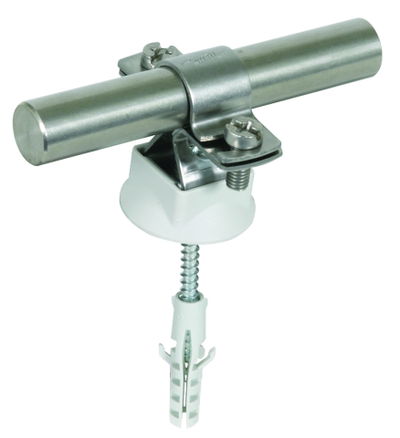 Stangenhalter NIRO f. Rd 16mm m. Holzschraube u. K-Dübel D 8mm
